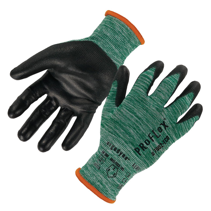 Ergodyne ProFlex 7002-ECO Work Glove, Recycled PU Coated Palms Gloves, Post Consumer Materials, 15 gauge, 12-Pack Small 12-Pack