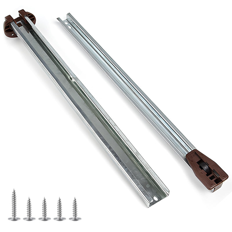 Drawer Slides Center Track for Kenlin Rite-Trak II Rails Kit, 16 Inch Drawer Metal Slides with Stop & Roller, Replacement for Dresser Nightstand Wardrobe Cabinet Drawer Tracks and Rails Kits (1 Pack) 1 Pack 14.72 Inch & 16.22 Inch