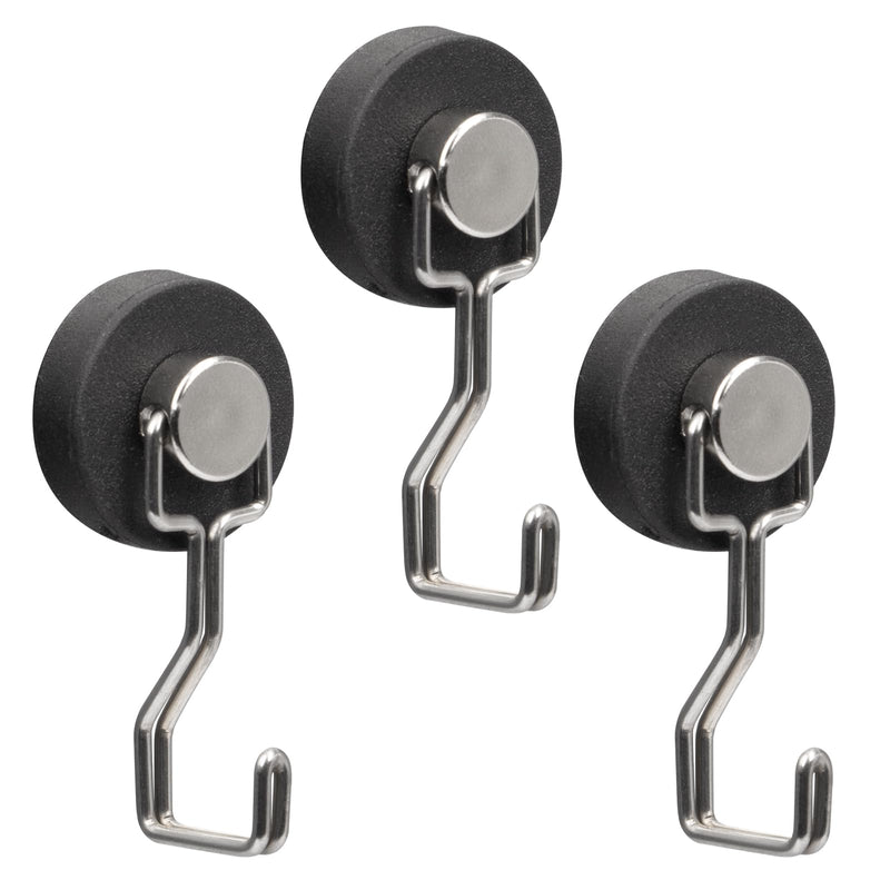 Rubber Coated Anti-Scratch Heavy Duty Magnetic Hooks, Essential for Cruise Ship Cabins & Refrigerator Hanging, Rubber Coating Anti-Corrosion, Hook Magnets for Outdoor Grill(3, Sliver) 3