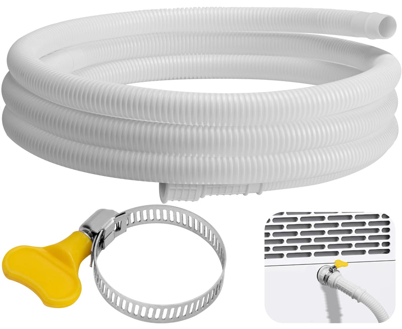 6.5 Ft Dehumidifier Drain Hose 3/4" FHT- Cuttable Leakproof Dehumidifier Discharge Hose for Drainage- Flexible Universal Corrugated Drain Hose Replacement with Clamp for Most Dehumidifier 6.5 Ft White