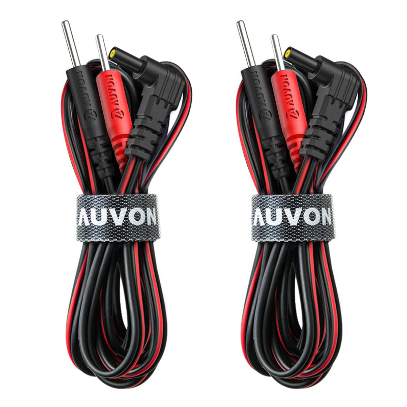 AUVON 2 x TENS Unit Electrode Lead Wires, Premium Lead Wires with Soft TPE Material for 40,000+ Bends, Universal and Compatible with Most TENS Unit Muscle Stimulator 2mm Pin TENS Pads