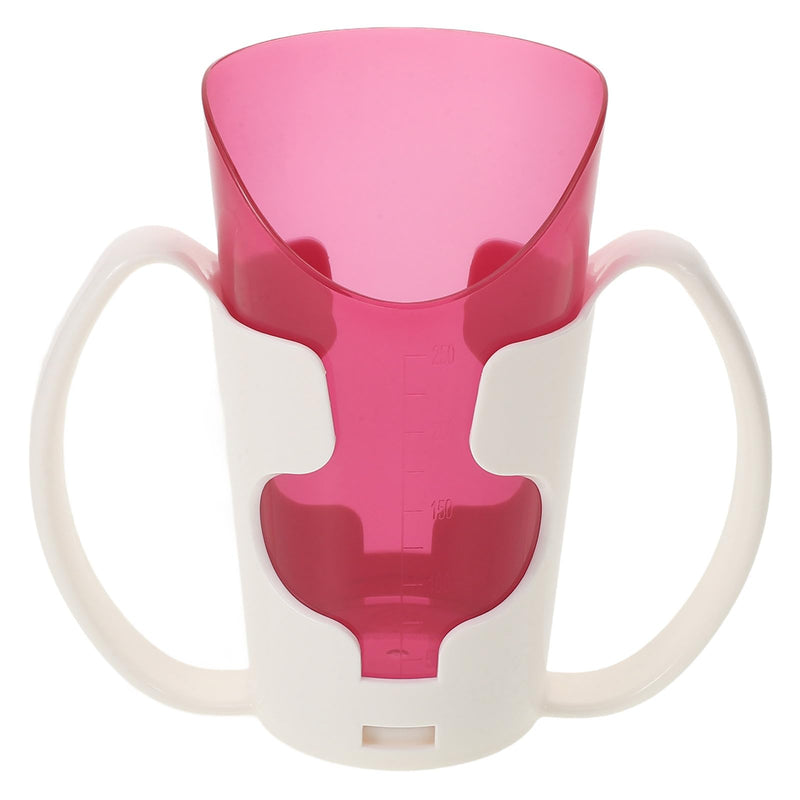 Luxshiny Nosey Cup with Handles, Elderly Care Feeding Cup, -Choke Cup for Bedridden Patients, Disabled, Elderly, Dysphagia Cup for Liquid Feeding, 5.50X5.11X2.55in (Magenta)
