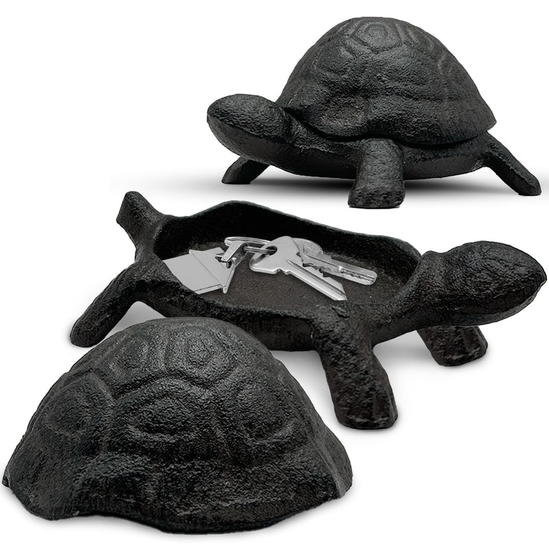 Cast Iron Turtle Key Hider - Outdoor Hidden Key Holder, Decorative Garden Statue, Secret Hiding Spot for Spare Keys, Discreet and Durable Hide-a-Key Solution, Ideal for Home, Yard, and Patio