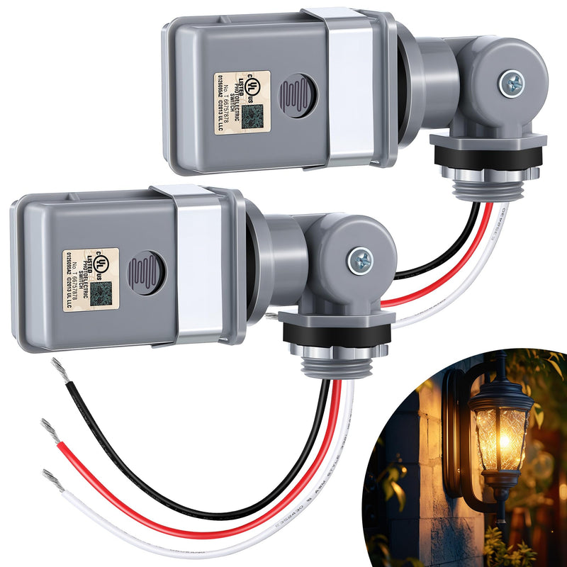 2 Pack Photocell Sensor for Outdoor Lights, 120VAC 50/60 Hz Photocell IP54 Waterproof, Swivel Mount Photocell, Dusk to Dawn Sensor Photoelectric Switch for Back Yard Lightening