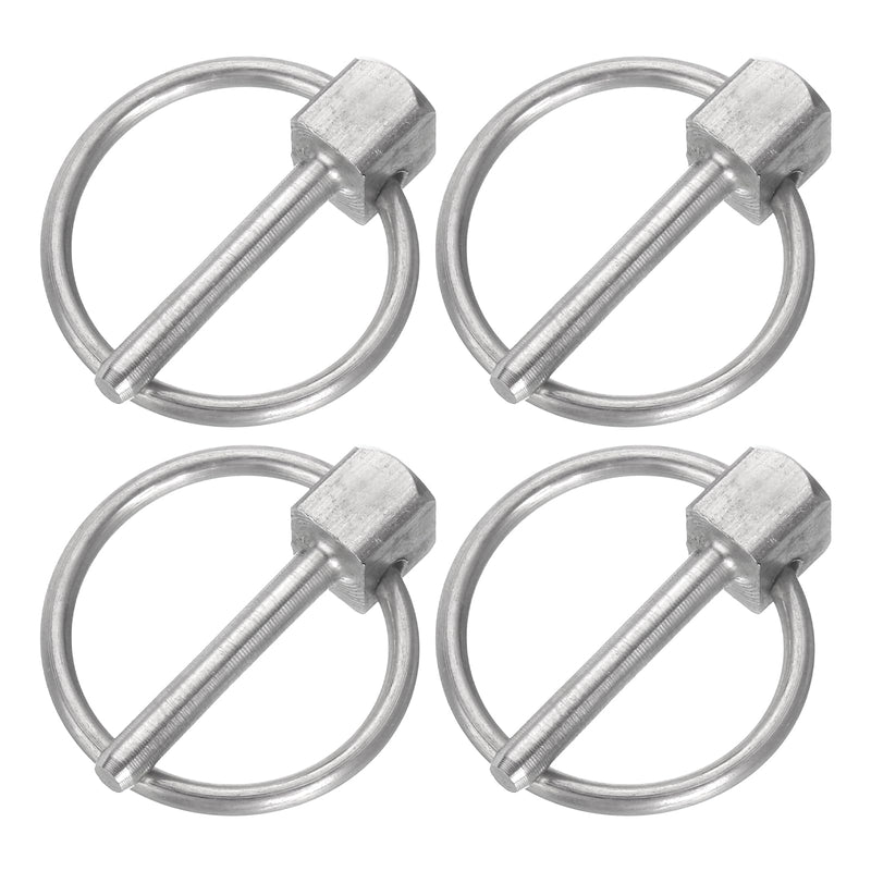 uxcell 4Pcs 1/8" x 3/4" Linch Pin with Ring, Stainless Steel Round Linch Pins for Boat Kayak Canoe, Trailer Trolley Trucks Mowers, Silver 1/8" x 3/4" 4