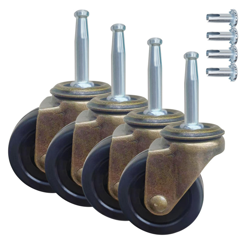 2.0 Inch Antique Caster Wheels, Furniture Wheels 5/16 Inch x 1-1/2 Inch (8 x 38mm) Stem Caster for Furniture Sofa Chair Cabinet Set of 4 2.0inch without Brake