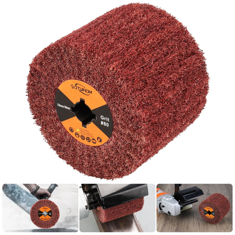 Non-Woven Wheel Surface Conditioning Tool, 80 Grit 120 x 100 x 19 mm Abrasive Drawing Polishing Wheel for Wood Metal Burnishing Wheel 4.7"x 4"
