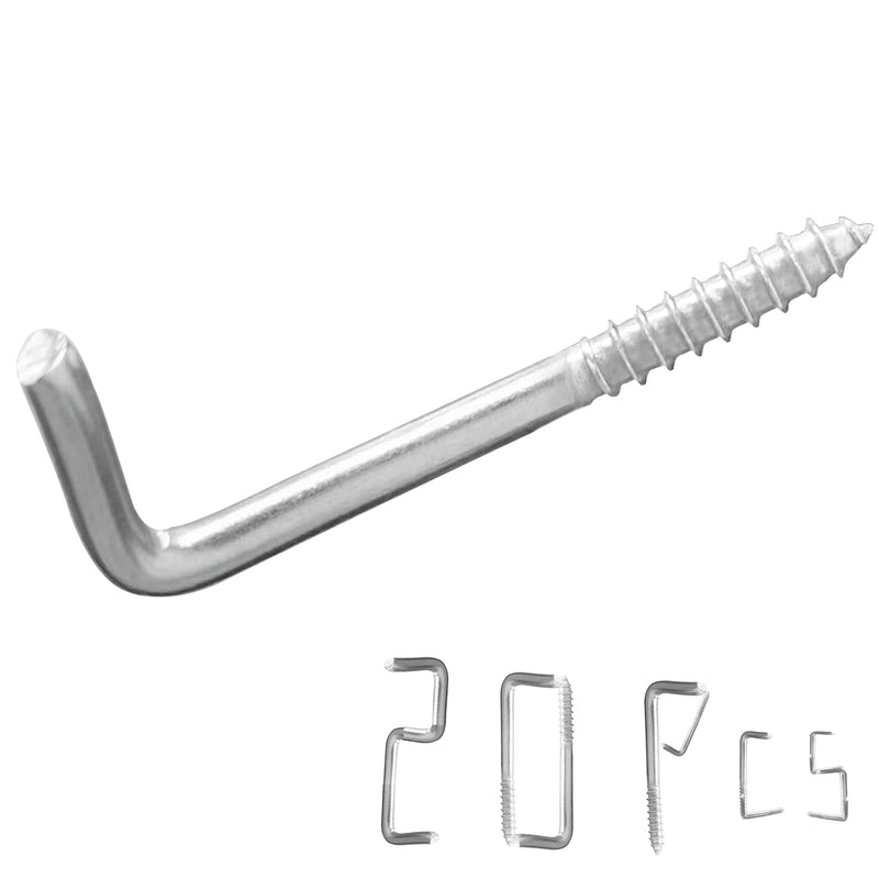 304 Stainless Steel 2 in Screw-in Hooks 20 Pcs,7 Shape Screw Hooks,Right Angle Medal Hooks l Shaped Screw in Hooks for Hanging 2 In * 3.5 MM