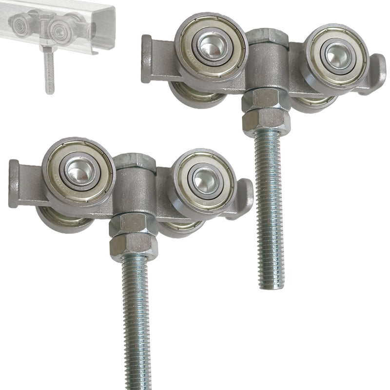 BiJun 4 Wheel Rolley Assembly,Strut Channel Trolley Rollers Wheel for 1-5/8" Wide and All 1-5/8" or Taller unistrut Strut Channel to Mount Heavy Barn or Shed Sliding Doors(2PCS)