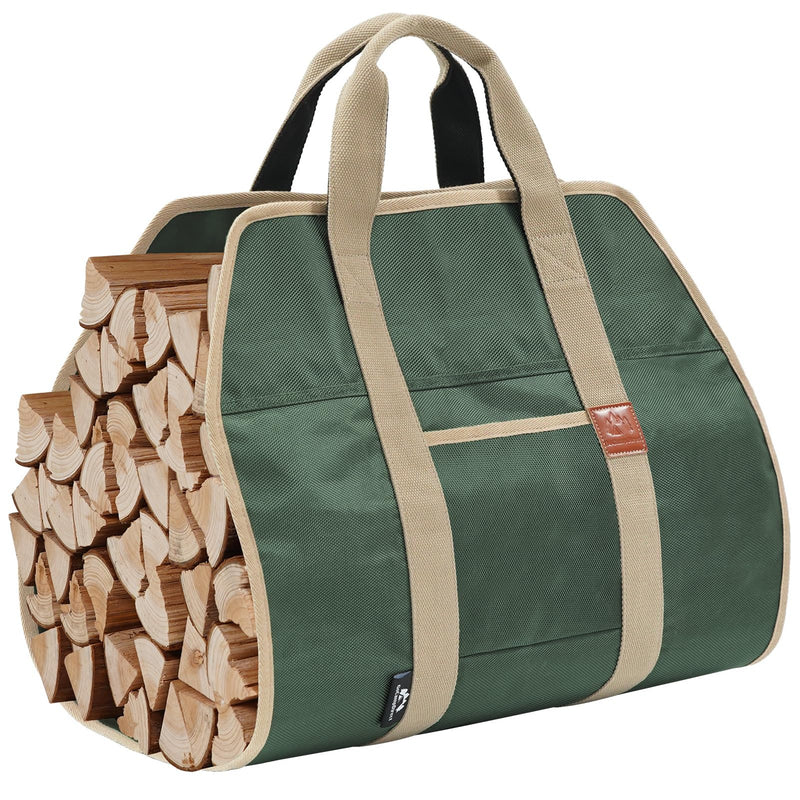 Firewood Carriers with Handles - 39×18Inch Log Carrier | 1680D Canvas Water Resistant Tote Wood Carrying Bag for Camping Indoor 1680D-ArmyGreen