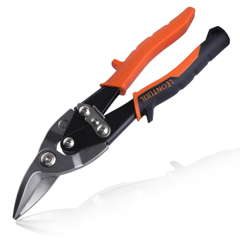 10" Tin Snips for Cutting Metal Sheet Right Cut Aviation Snips with Safety Latch and Non-slip Handle, Heavy Duty Metal Shears Metal Cutters Metal Cutting Tool Metal Snips, Cr-Mo Steel Blade