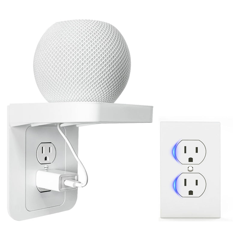 Outlet Shelf, White Wall Outlet Shelf, Outlet Shelf with Cord Storage, Standard Vertical Duplex Wall Shelf Organizer for Bathroom Decor Smart Home Space Saving Power Tools, Toothbrush (1 Pack) Standard-1 pack
