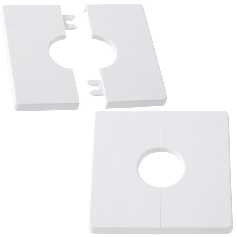 2pcs Escutcheon Plate Wall Split Flange, 28mm/1.1in ABS Wall-Mounted Water Pipe Flange Cover, Self-Adhesive Square Plumbing Cover Plates for Kitchen Toilet- White 2-White