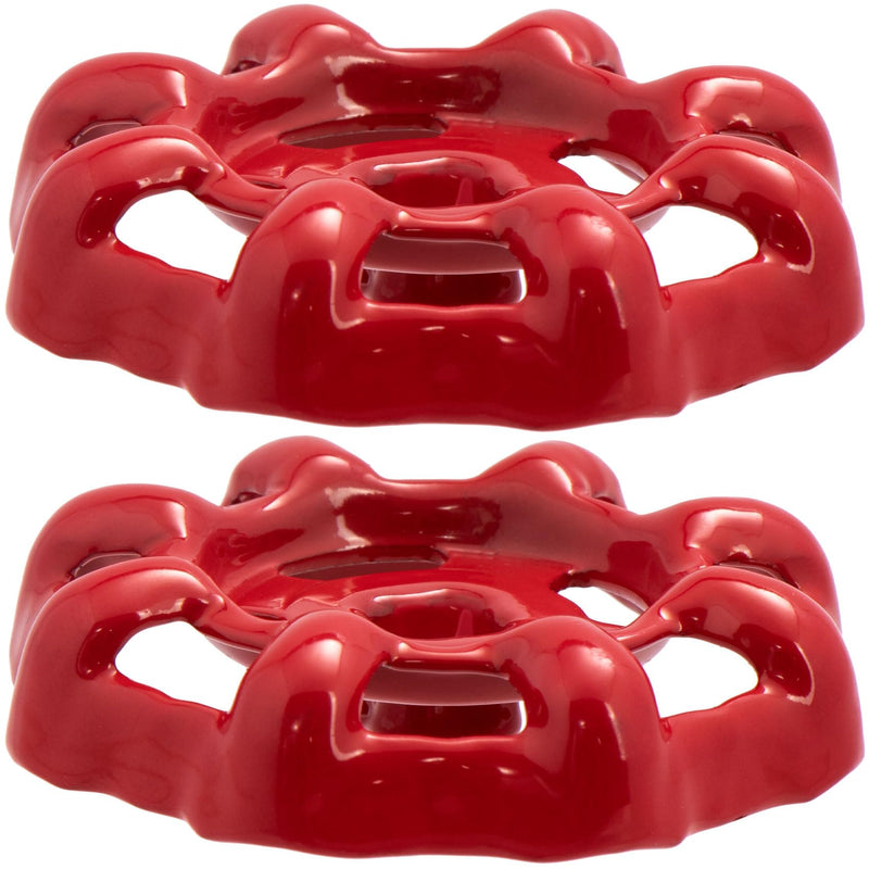 2pcs Outdoor Faucet Handle, 6x6mm Round Wheel Hose Bib Handle, Rustproof Water Spigot Handle Outside Water Valve Faucet Handle Replacement Parts- Red