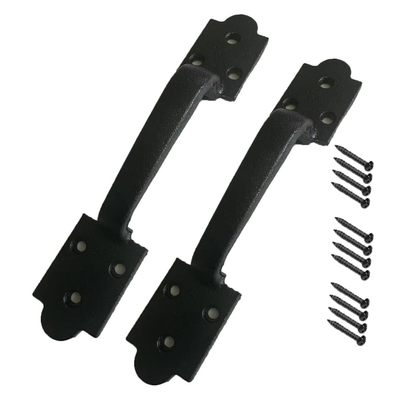 2 Pack Heavy Duty Gate Handle - Steel Pull for Barn Doors, Sheds, Outdoor Fences, Black, 8.5 Inch 9" - 2 Pack Spade