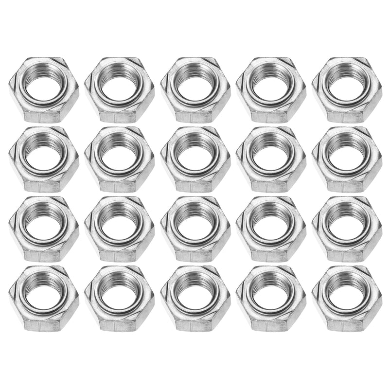 uxcell 20Pcs Hex Weld Nuts, M12x1.75mm Carbon Steel Hex Nuts with 3 Projections Machine Screw for DIY Home Repair Machinery, Silver M12x1.75 20