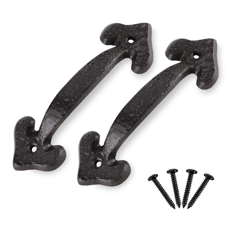 2-Pack 7-Inch Heavy-Duty Cast Iron Barn Door Handle – Medieval-Grade Rustic Gate Pull for Sheds, Fences & Cabinets – Vintage Black Finish – Installs in Minutes, Built to Last a Lifetime 7" - 2 Pack Heart