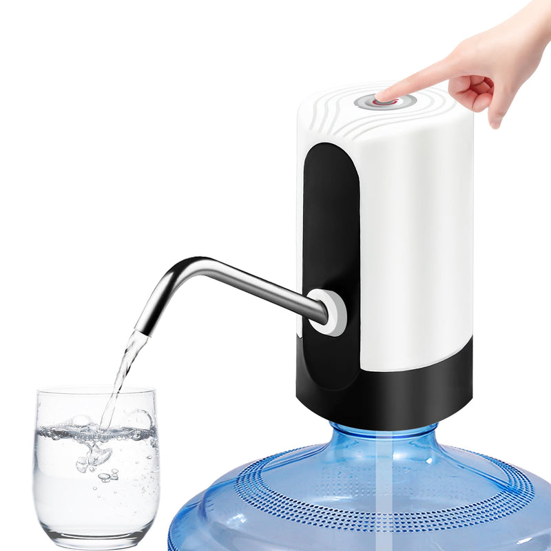 Water Dispenser for 5 Gallon Bottle, Portability Electric Water Pump with USB Data Cable,White Automatic Drinking Water Bottle Pump for Travel, Kitchen, Home, Office White