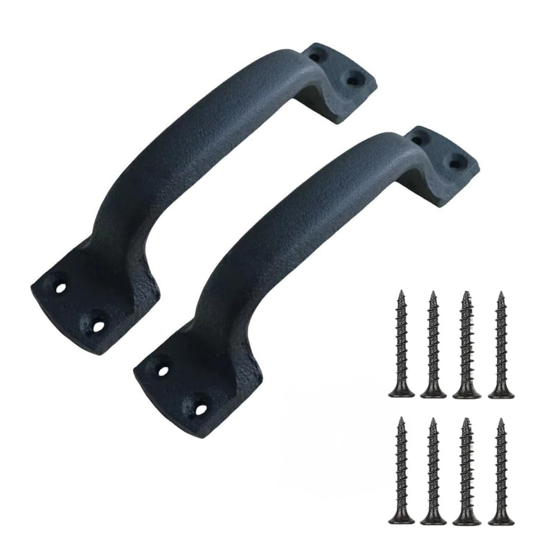 2 Pack Classic Black Handle - Heavy Duty Steel Pull for Gates, Barn Doors, Outdoor Fences, 7 Inch 7" - 2 Pack