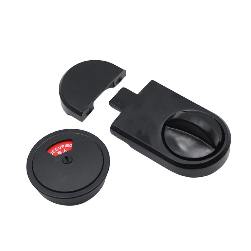 Door Lock Indicator Vacant Occupied Bathroom Lock Zinc Alloy Latch Indicating Lock Bathroom Door Bolt Latch Lock for Bathroom WC Public with Word Round Lock（Black）