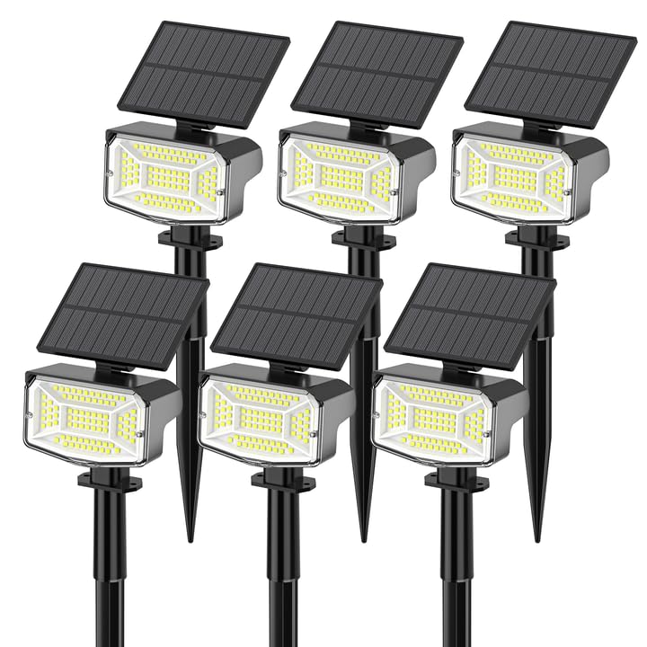 Solar Spot Lights Outdoor, 92 LEDs Landscape Lighting with 3 Lighting Modes and Auto On/Off, IP67 Waterproof Spotlights, Outdoor Solar Lights for Yard Garden, 6 Pack (Cool White) Cool White