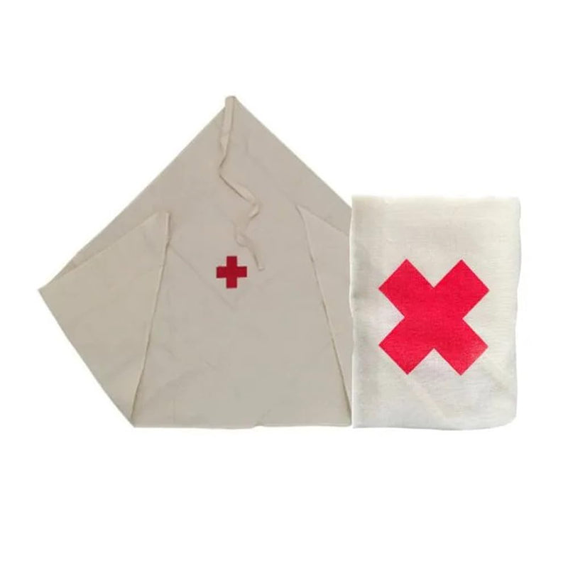 2 Pack Triangular Bandages with Cross Printing First Aid Triangle Splint Sling Bandage Wrap Wound Protect Dressing Band for Sprain Broken Bones Support Emergency Medical Gauze Training