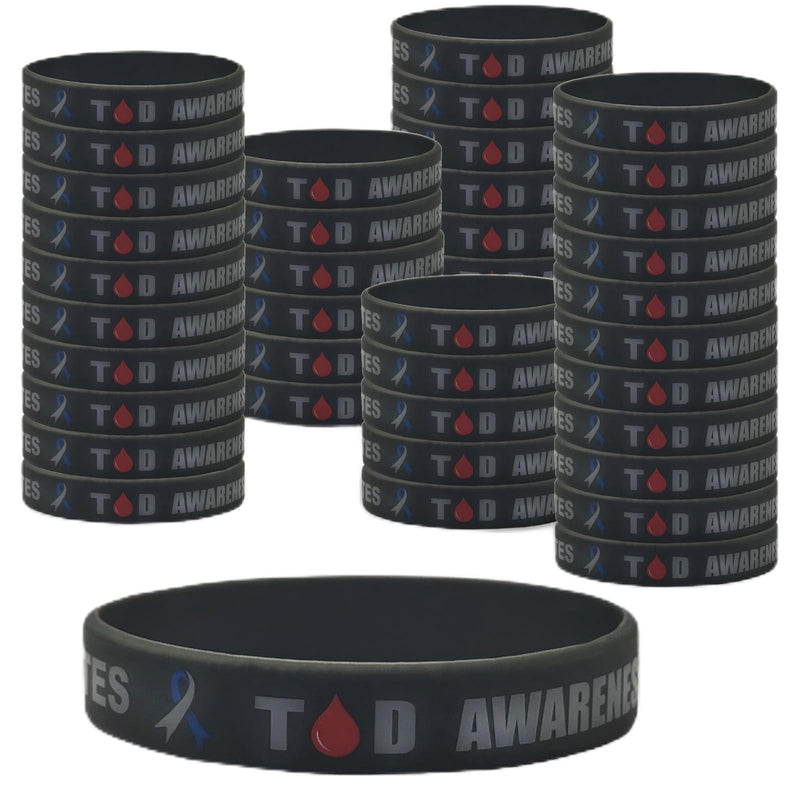 50 Pcs Diabetes Type 1 Awareness Rubber Bracelet Diabetes Awareness Silicone Bracelets Bulk Blue and Grey Ribbon Awareness Products Items Bulk Type 1 Diabetes Awareness Product Gifts