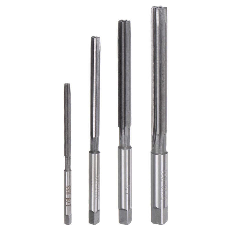 uxcell 4pcs Hand Reamers Set 1/8" 3/16" 1/4" 5/16" H7 Alloy Steel Reamer Bit Straight Flutes Steel Cutting Tool for Metal Wood Hole Reaming