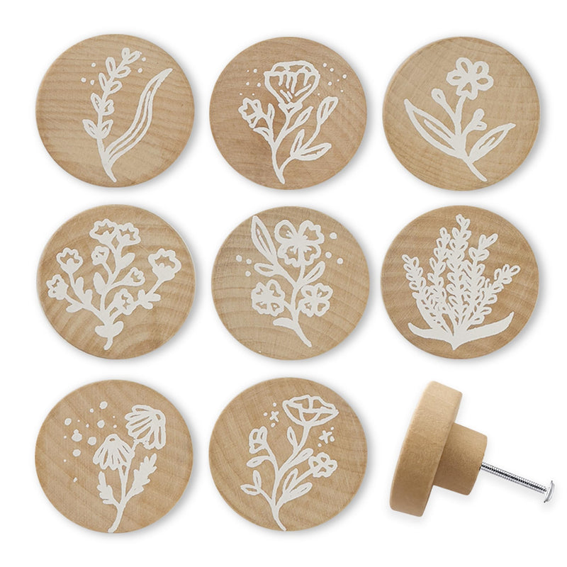 8Pack 1.8" Wood Dresser Boho Kitchen Furniture Drawer Cabinet Decorative Knobs and Pulls