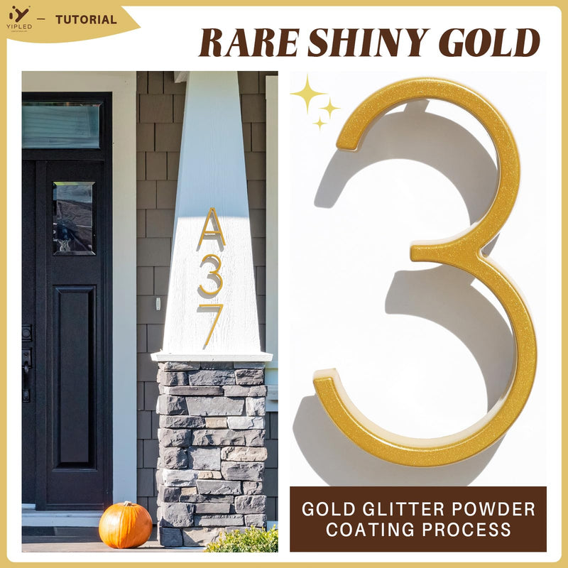 5 Inch House Numbers for Outside, Metal Address Number 1 - Modern Design, Weather-Resistant Gold Powder Coated Finish, No Fading (Gold) 5 Inch