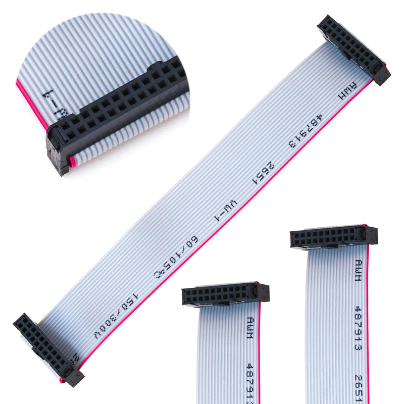 Flat Ribbon Cable 20Pin Female to Female IDE Extension Cable 50CM Length, 2Pcs (KS-FF20) FC 20P