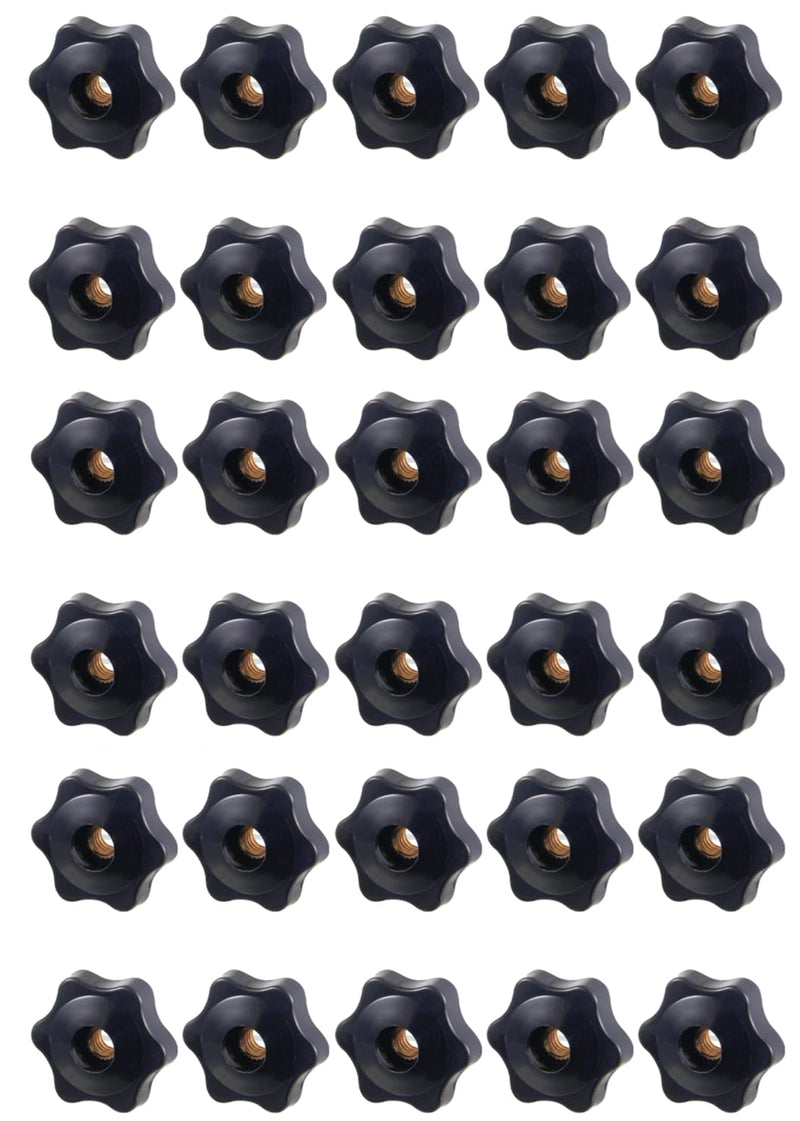 30 Pcs 1/4"-20 T Track Hex Star Thread Knob Nuts,T-Track Accessory for Woodworking Fixtures Fixing to T-Tracks Classic Nuts 30 pcs