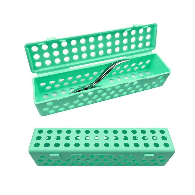 Dental Instrument Sterilizat Case, YOUYA DENTAL Plastic Autoclavale Cassette Case Medical Surgical Instrument Dental Forceps Spatulas Disinfection Container Tray Autoclavable Cassette Case -Green Green
