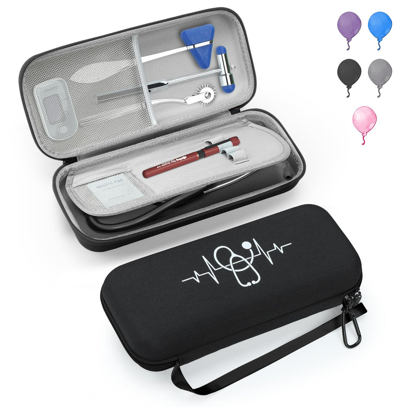 MOSLA Stethoscope Case fits 3M Littmann Classic III/Lightweight II S.E. Cardiology IV & Cardiology IV Stethoscope, Gift for Nurse, Carrying Storage Bag with Partition (Nylon Black) Nylon Black