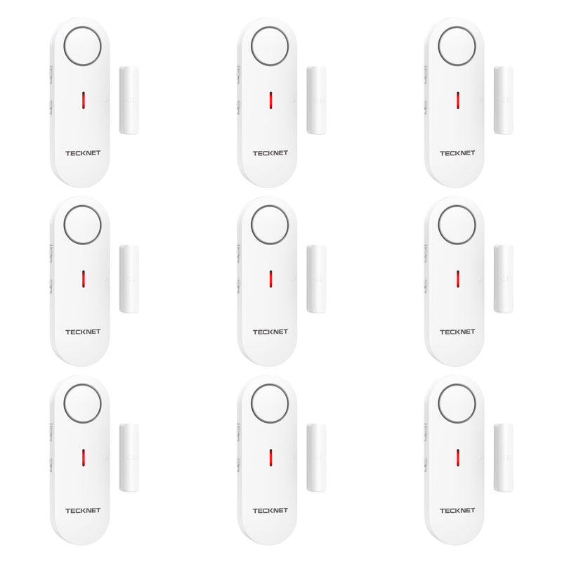 TECKNET Door Alarms for Kids Safety, Window Alarm Pool Alarms Door Alarm for Home Security, 2-in-1 Alarm & Chime, 3-Level Volume Control, Wireless Alarm for House Hotel Cars Sheds Caravans (9 Pack) White-9Pack