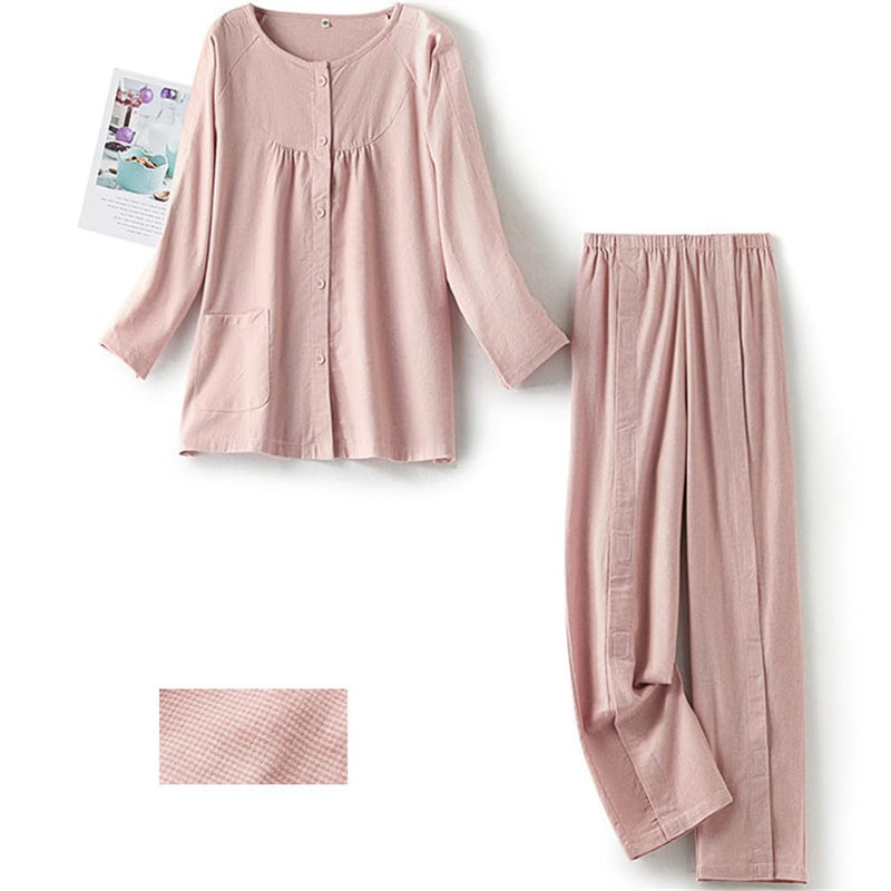 Bedridden Patient Clothing,Patient Clothes,Post-op Tearaway Clothes with Magic Sticks,Patient nursing Tops and trousers Set for Home Care,Post Surgery,Elderly(Woman,Pink,M) Pink Medium