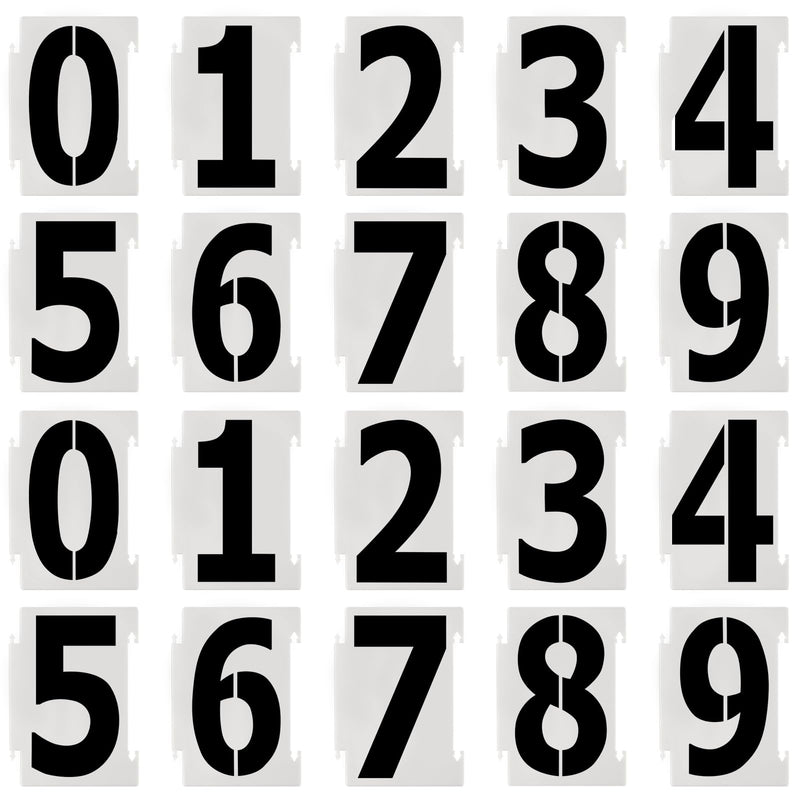 Number Stencils 4 inch Curb, 20Pcs 0-9 Address Curb Stencil Kit Reusable Plastic Numbers Interlocking Stencils for Painting Address on Wall Wood Road Mailbox