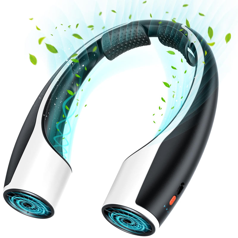 Rohent Portable Hands-Free Neck Fan - 4000mAh Battery, USB-C Rechargeable, Ultra-Quiet, 4 Adjustable Speeds – Perfect for Office, Outdoor, and Travel Use Black
