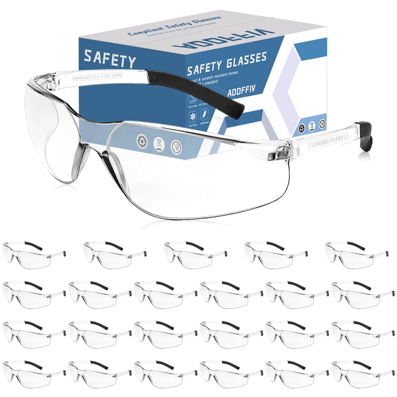 24 Pack Bulk Safety Glasses Clear Lens ANSI Z87.1 Safety Glasses for Women Men Eye Protection Glasses with Scratch and Impact Resistant for Construction and Laboratory 118-24pc Clear 1
