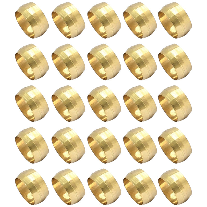 30 Pcs Brass Compression Fitting Ferrule Sleeve, 1/2" Tube OD Brass Compression Tube Fitting 1/2" - 50PCS