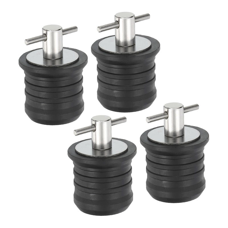 PATIKIL Boat Drain Plug, T Handle Brass Boat Plug Snap Drain Marine Twist Plug Rubber Plugs for Yachts Kayaks Marine Boat Drain Silver 1-1/4"