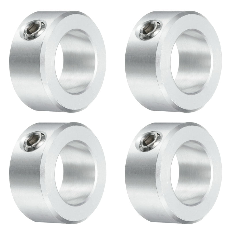 uxcell 4pcs Set Screw Collars 3/4" Bore, Aluminum Shaft Collars, 1-1/4" OD and 9/16" Thickness, Set Screw Clamp Collar, Stop Collar for Linear Rod Shaft Guide
