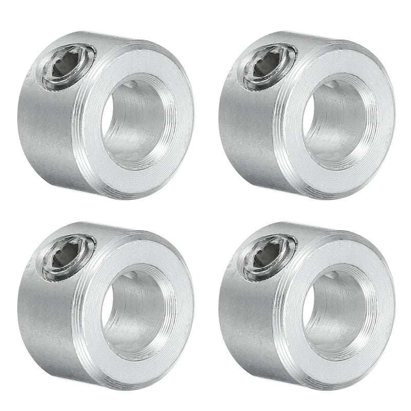 uxcell 4pcs Set Screw Collars 1/4" Bore, Aluminum Shaft Collars, 1/2" OD and 5/16" Thickness, Set Screw Clamp Collar, Stop Collar for Linear Rod Shaft Guide