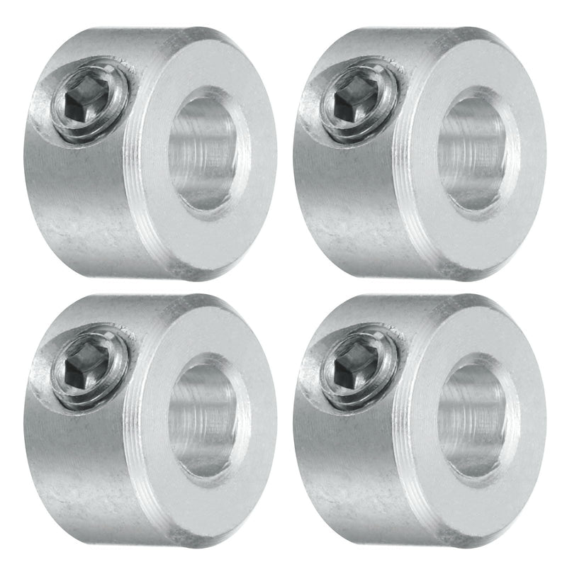 uxcell 4pcs Set Screw Collars 3/16" Bore, Aluminum Shaft Collars, 7/16" OD and 1/4" Thickness, Set Screw Clamp Collar, Stop Collar for Linear Rod Shaft Guide