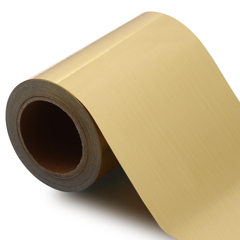 Peel and Stick Wallpaper Border Mirror Edging Tape Sticker for Bathroom Kitchen Table Decoration (Brushed Gold, 32.8ft x 3.9in) Brushed Gold