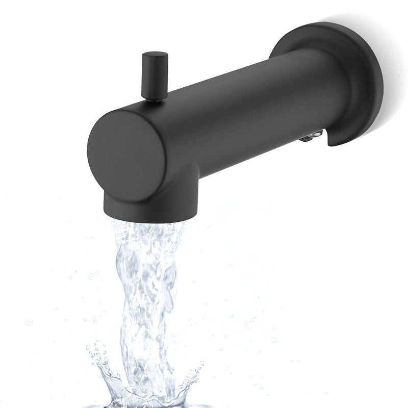 Slip on Extra Long Tub Spout with Diverter Universal Tub Diverter Spout for 1/2" Copper Water Pipe, Matte Black