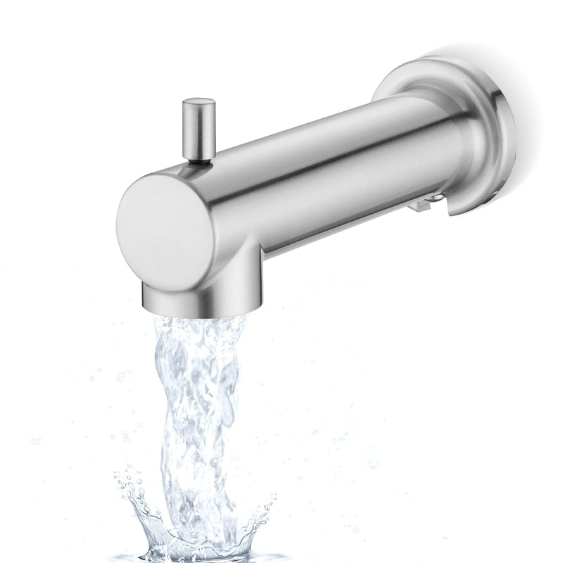 Slip on Extra Long Tub Spout with Diverter Universal Tub Diverter Spout for 1/2" Copper Water Pipe, Brushed Nickel