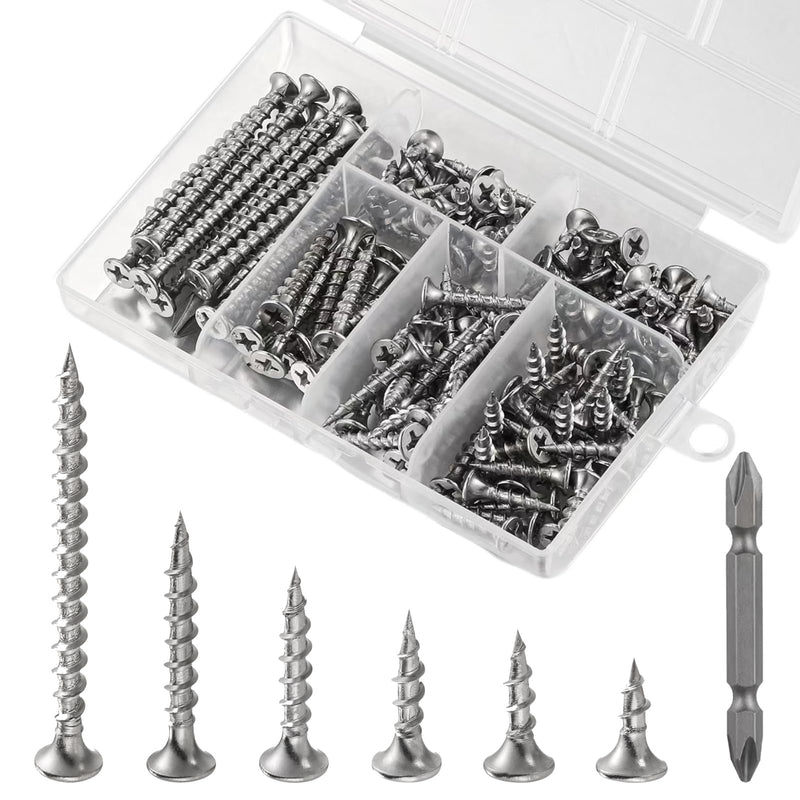 #6 410 Stainless Steel Fastener Drywall Screws Kit-Phillips with coarse Threaded tip, Suitable for Drywall Slate, Wood, etc. 1