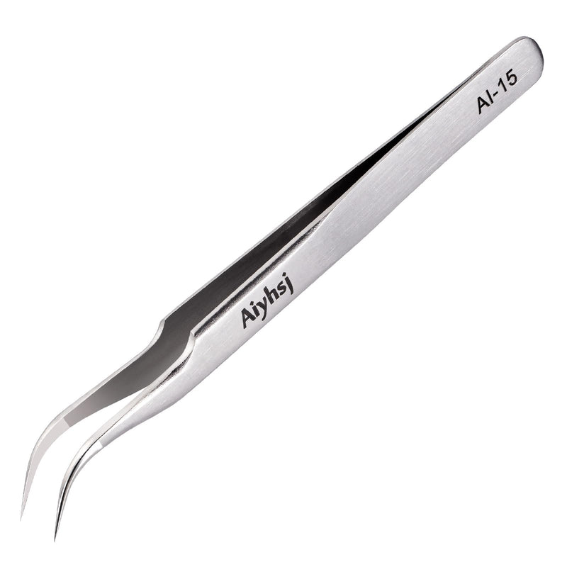 Precision Tweezer, Upgraded Professional Fine Tip curved Tweezer, High-end Stainless Steel Tweezer for Craft, Electronics, Soldering, Eyelash Extensions, Laboratory Work, Jewelry-Making Fine Tip Curved (4.72in)