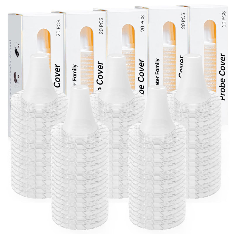 100 Pcs Ear themometer Probe Covers/Refill Caps/Lens Filters for Femometer Family Thermometers Models ET108 and ET107, BPA Free Disposable Covers